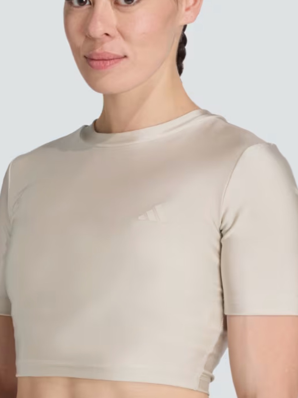 adidas Training We T-Shirt Women’s XL Crop Tight Fit Wonder Alumina Shine